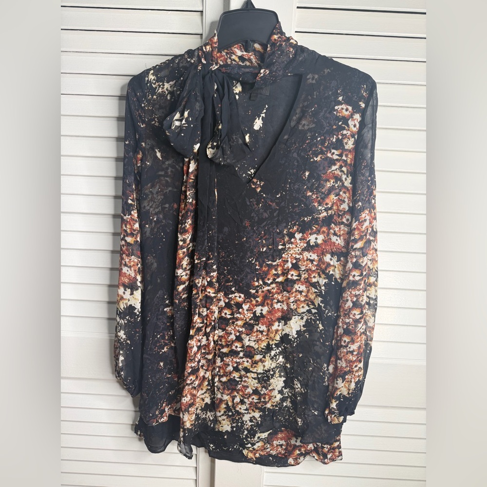 Intermix 100% Silk Tie Neck Tunic / Mini Dress – Size P (Petite) - Picture 5 of 10